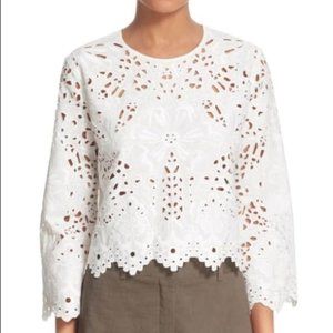 Theory White Eyelet Top